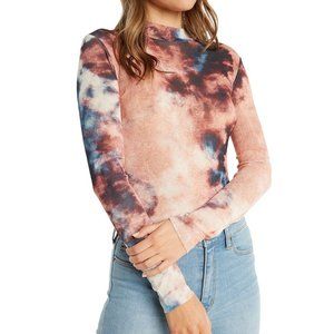 Bardot High Neck Tie Dye Long Sleeve Tee S